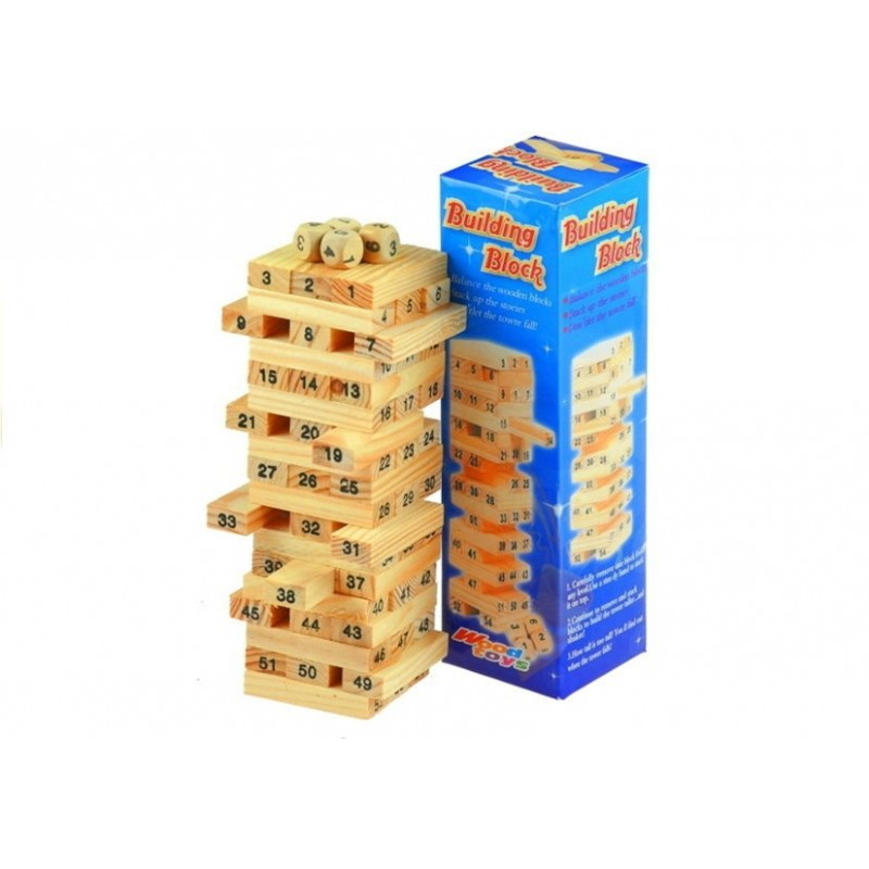54db Fa bukdácsoló toronytömb játék+kocka