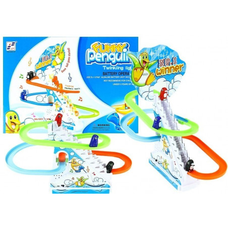 Vicces Penguin Race Racer Ice Slide Track Gyerekjáték Fények Hangok