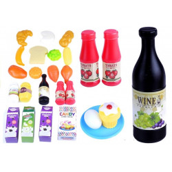 Konyhai készlet egy kis séf edényekhez, ételekhez és kiegészítőkhöz