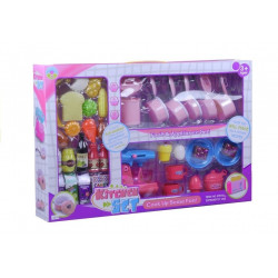 Konyhai készlet egy kis séf edényekhez, ételekhez és kiegészítőkhöz