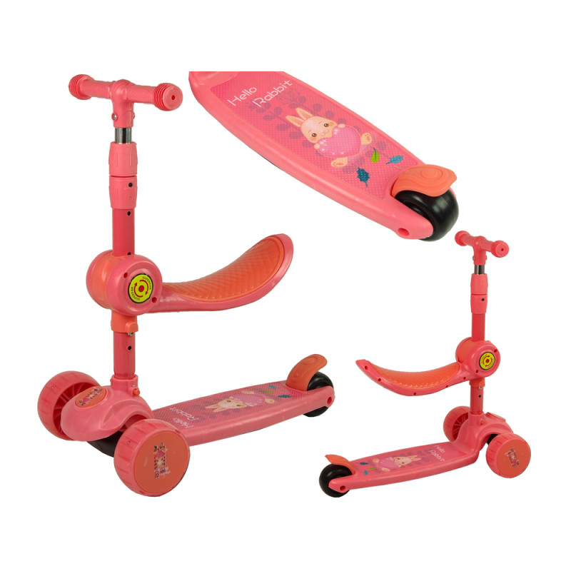 Háromkerekű egyensúlyi robogó Saddle Pink Music Diodes Rabbit Háromkerekű egyensúlyi robogó Saddle Pink Music Diodes Rabbit