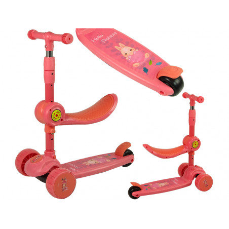 Háromkerekű egyensúlyi robogó Saddle Pink Music Diodes Rabbit