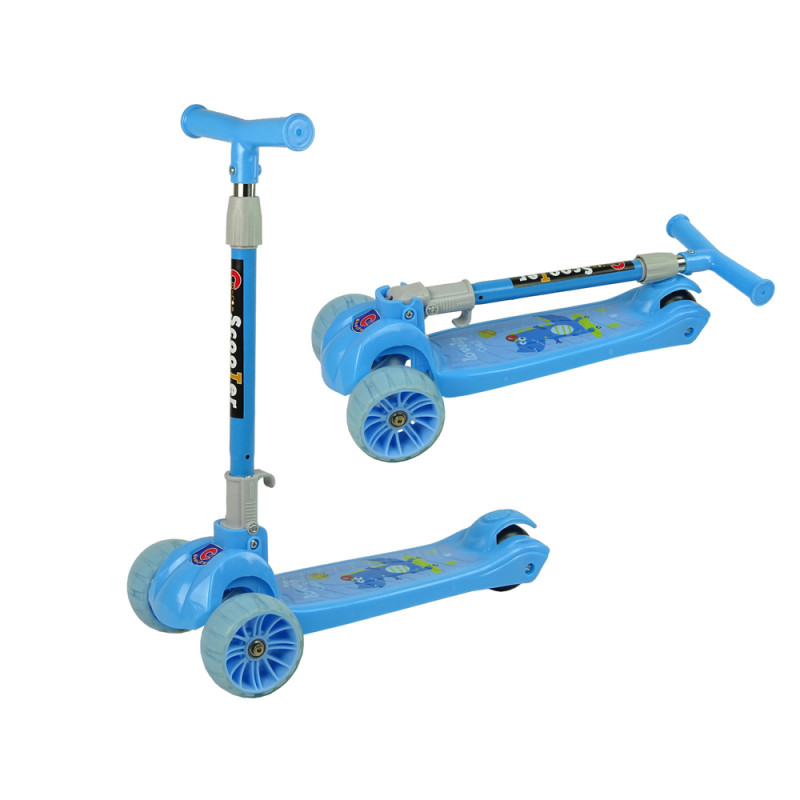 Háromkerekű Balance Scooter Luminous Blue Wheels Crocodile