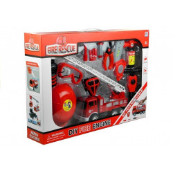 Állítsa be a Fireman Fire Engine autó sisak tűzoltó fűrész 14 elem