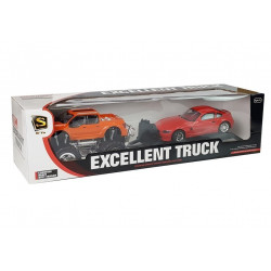 Járműkészlet Narancssárga Monster Truck Piros BMW Caravan 58 cm
