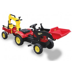 Traktor pótkocsival és pedálos kanállal, Benson Red