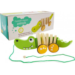 Fából készült krokodil kerekeken 18cm