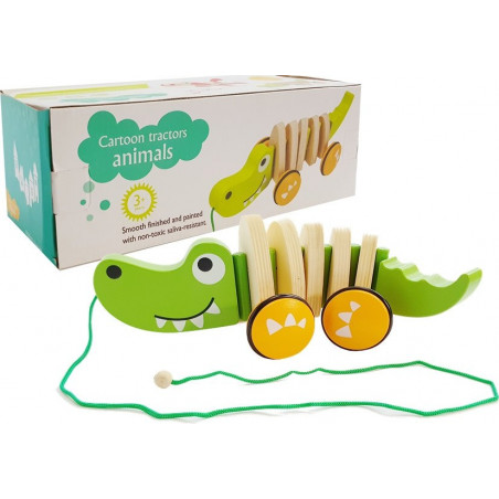 Fából készült krokodil kerekeken 18cm
