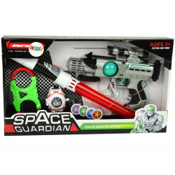 Space Warrior szett lézerfegyver fénykard bilincsek lemezdobó