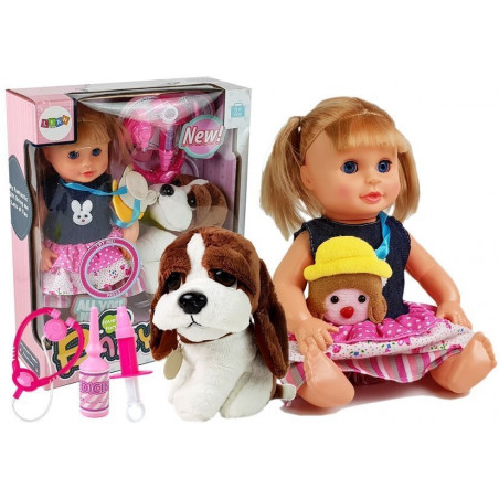 Lalka Dziewczynka z Pieskiem Zestawem Lekarskim i Dźwiękiem