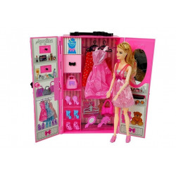 Baba szett fiú lány gardrób öltöző ruhák bőröndben