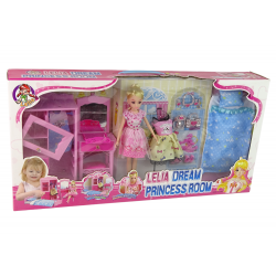 Baba+bútor szett Ágy gardrób fésülködőasztal