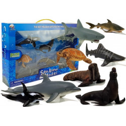 Figurki Edukacyjne Morskie Zwierzęta 8 Elementów Rekiny Foka Delfin Mors Żółw