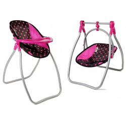 Doll Swing Alice etetőszék fekete-rózsaszín