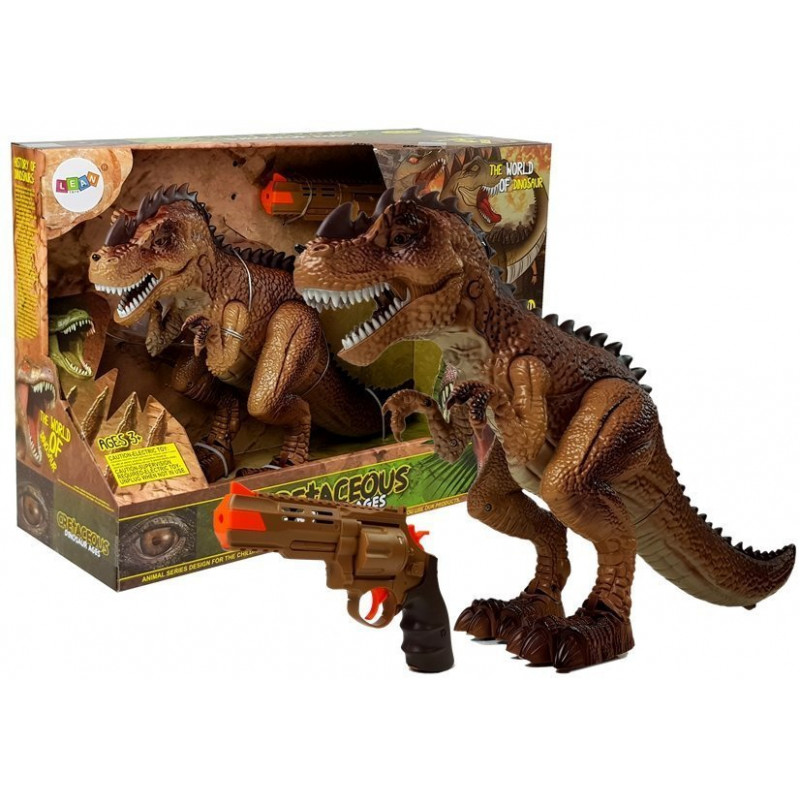 Mozgó Tyrannosaurus dinoszaurusz pisztolyhanggal világossárga