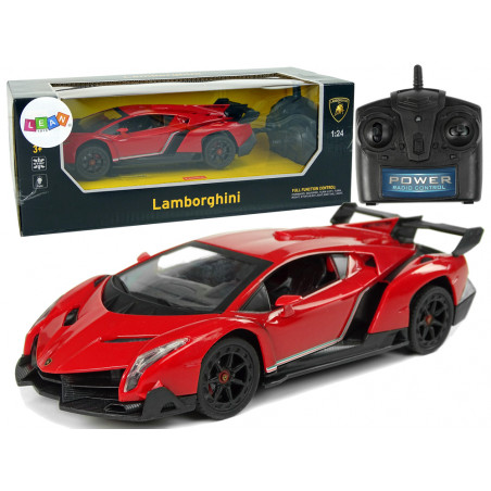 Sportautó R/C 1:24 Lamborghini Veneno Red 2.4 G lámpák