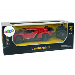 Sportautó R/C 1:24 Lamborghini Veneno Red 2.4 G lámpák