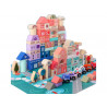 Fából készült blokkok városi betűk puzzle 115 darabos készlete