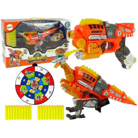 Dinobotok 2 az 1-ben Dinosaur Shotgun Orange Velociraptor Shield