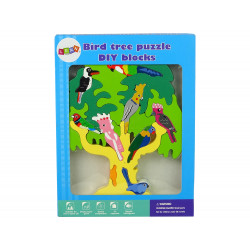 Fából készült fa madarak papagájok DIY fa puzzle blokkok