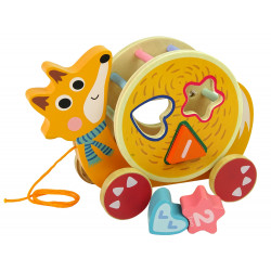 Fox, hogy húzza a kerekeket Wooden Blocks Sorter