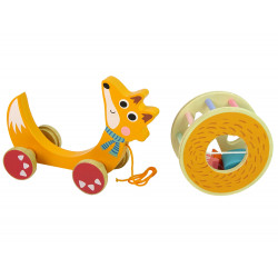 Fox, hogy húzza a kerekeket Wooden Blocks Sorter