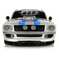R/C Sports Car 1:16 Silver Blue Stripes Pilot