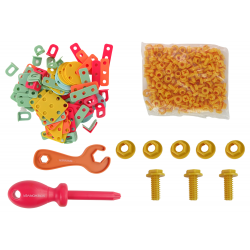 Építőelemek készlet Szerszámosládában + Akkumulátoros csavarhúzó DIY TOOL BOX