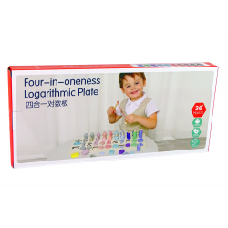Oktató fatábla 4 az 1-ben Számok Geometrikus figurák Halfogás