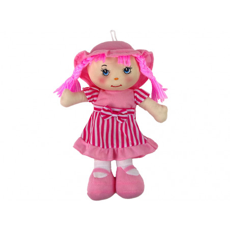 Rongybaba Ölelhető rózsaszín csíkos 28 cm