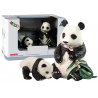 2 db Pandafigura készlet fiatal pandával és bambusz levelekkel
