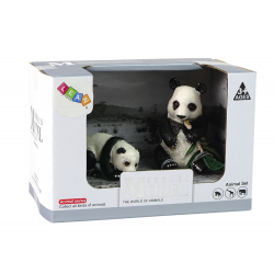 2 db Pandafigura készlet fiatal pandával és bambusz levelekkel