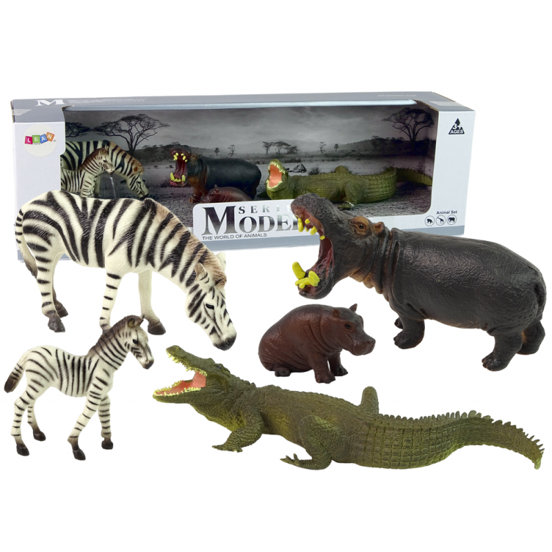 Afrika vadon élő állatok víziló zebra figura készlet