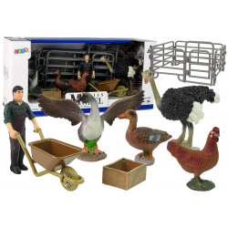 8 részes készlet Farm Animals + Farmer tanyai kiegészítők