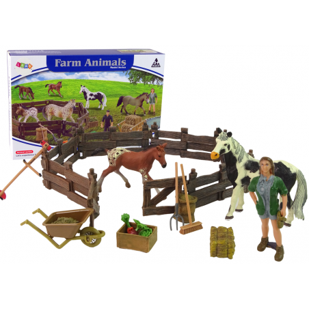 Összeszerelhető farm figurakészlet, fából készült lófarm