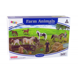 Összeszerelhető farm figurakészlet, fából készült lófarm