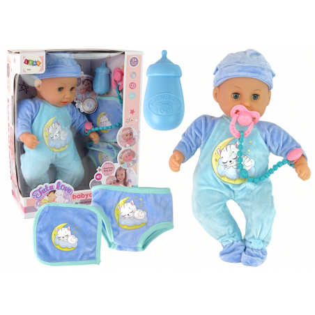 Baby Doll Sound Dummy Bib Blue Cat pizsama