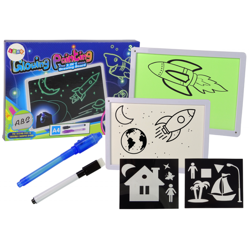 Kétoldalas Magic Board Glowing Painting Tablet 2 az 1-ben Rajzoljon és világítson