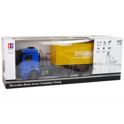 Nagyméretű R/C teherautó Mercedes Arocs Blue 1:20 konténer 58 cm hosszú