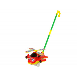 Plane Pusher Long Stick Bell Red