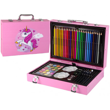 Nagy művészi készlet egy 145 részes bőröndben, Pink Unicorn