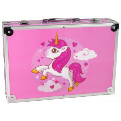 Nagy művészi készlet egy 145 részes bőröndben, Pink Unicorn