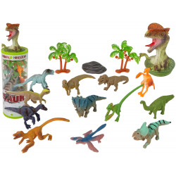 Állatok dinoszaurusz figurák készlet 12db. Tartozékok csőben