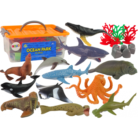 Marine Animals Fish Large Set Figurák és Kiegészítők 24 db.
