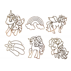 Ólomüveg festés medálok Szilárd festék Unicorn 6 db.