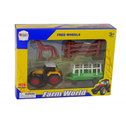 Farm Set Traktor Utánfutó Ló 1:64
