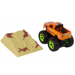 Resorak Monster Truck Pull Back drive Gumi gumiabroncsok Fém karosszéria + Fejlődő rámpa
