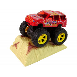 Resorak Monster Truck Pull Back drive Gumi gumiabroncsok Fém karosszéria + Fejlődő rámpa