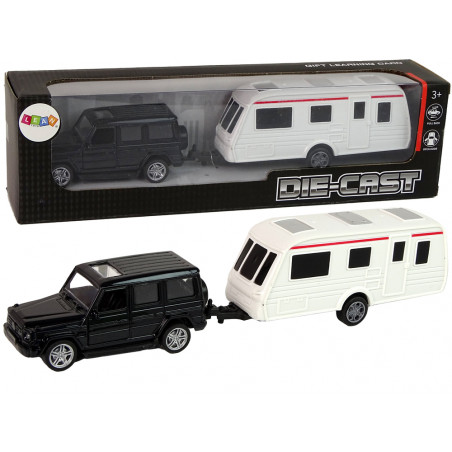 Jeep fekete karaván járműkészlet fém elemek