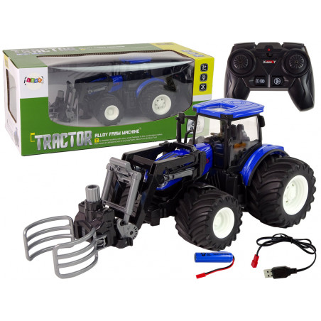 Távirányítós traktor markolókarral Kék